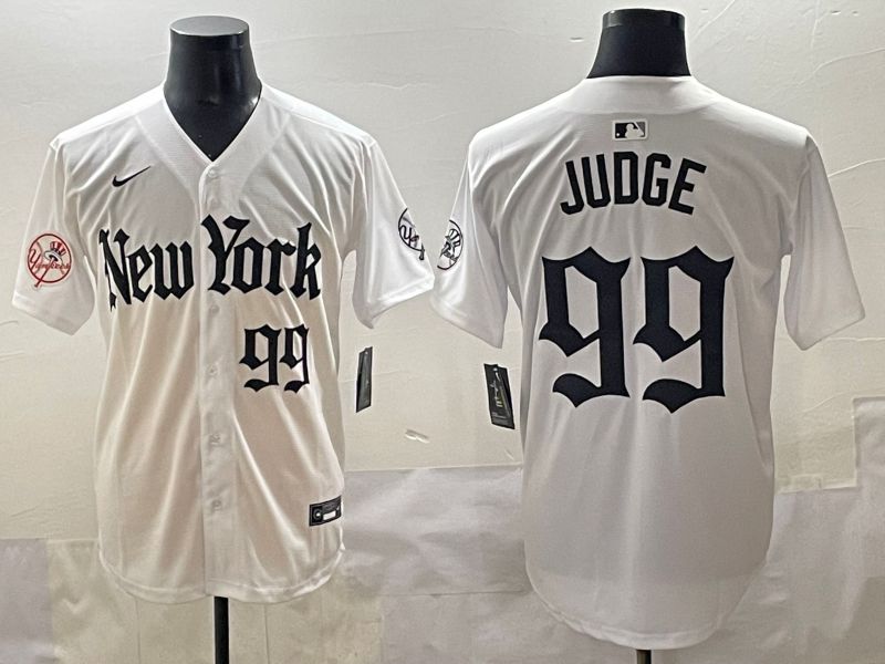Men 2025 New York Yankees #99 Judge White Five generations Joint Name Nike MLB Jersey style 11->new york yankees->MLB Jersey